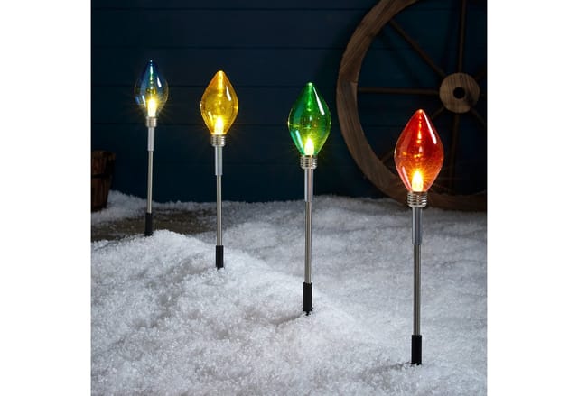 4er Set LED Stableuchten mehrfarbig Weihnachtsdeko außen
