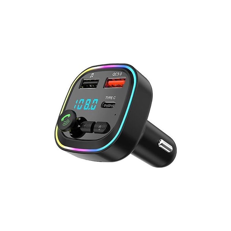 Bluetooth 5.3 Fm-transmitter, Bluetooth-kfz-transmitter-adapter, Kabelloses Mp3-kit Mit Qc3.0-schnellladefunktion, 2 Usb-anschlüsse Und 1 Typ-c-anschluss, Freisprechfunktion, Kartenunterstützung