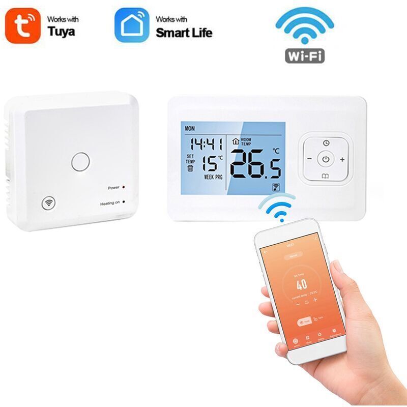 Kabelloses, Programmierbares Wlan-smart-thermostat Mit Funkempfänger, Wand- Oder Tischmontage, App-steuerung Und Sprachsteuerung