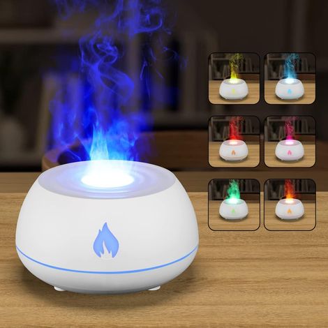 130-ml-diffusor Mit Flammeneffekt Für Ätherische Öle – Leiser Luftbefeuchter (25 Db) – Automatische Abschaltung Bei Wassermangel – Für Spa-/yoga-räume