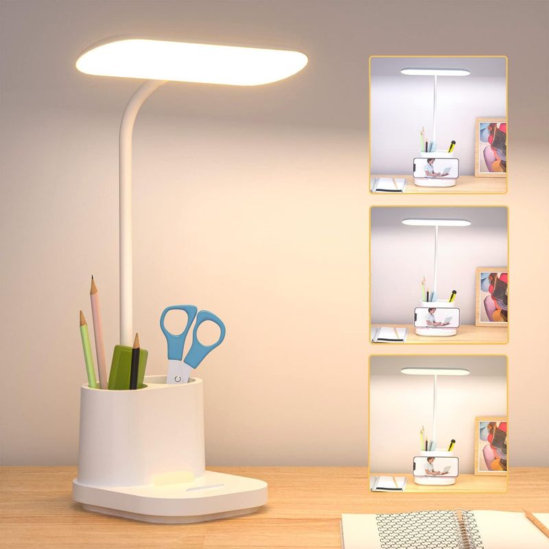 Led-schreibtischlampe, Dimmbare Leselampe Mit 3 Modi, Usb-schreibtischlampe Für Kinder, Mit Stifthalter Und Handyhalterung, Faltbare Tischlampe, Nachtlicht, Augenschutz