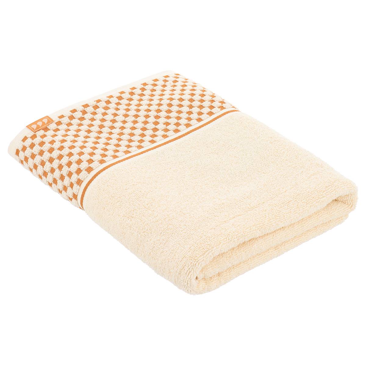 Badehandtuch 70 X 130 Cm, 100 % Baumwolle, Im Vichy-stil – Elfenbein - Tendance