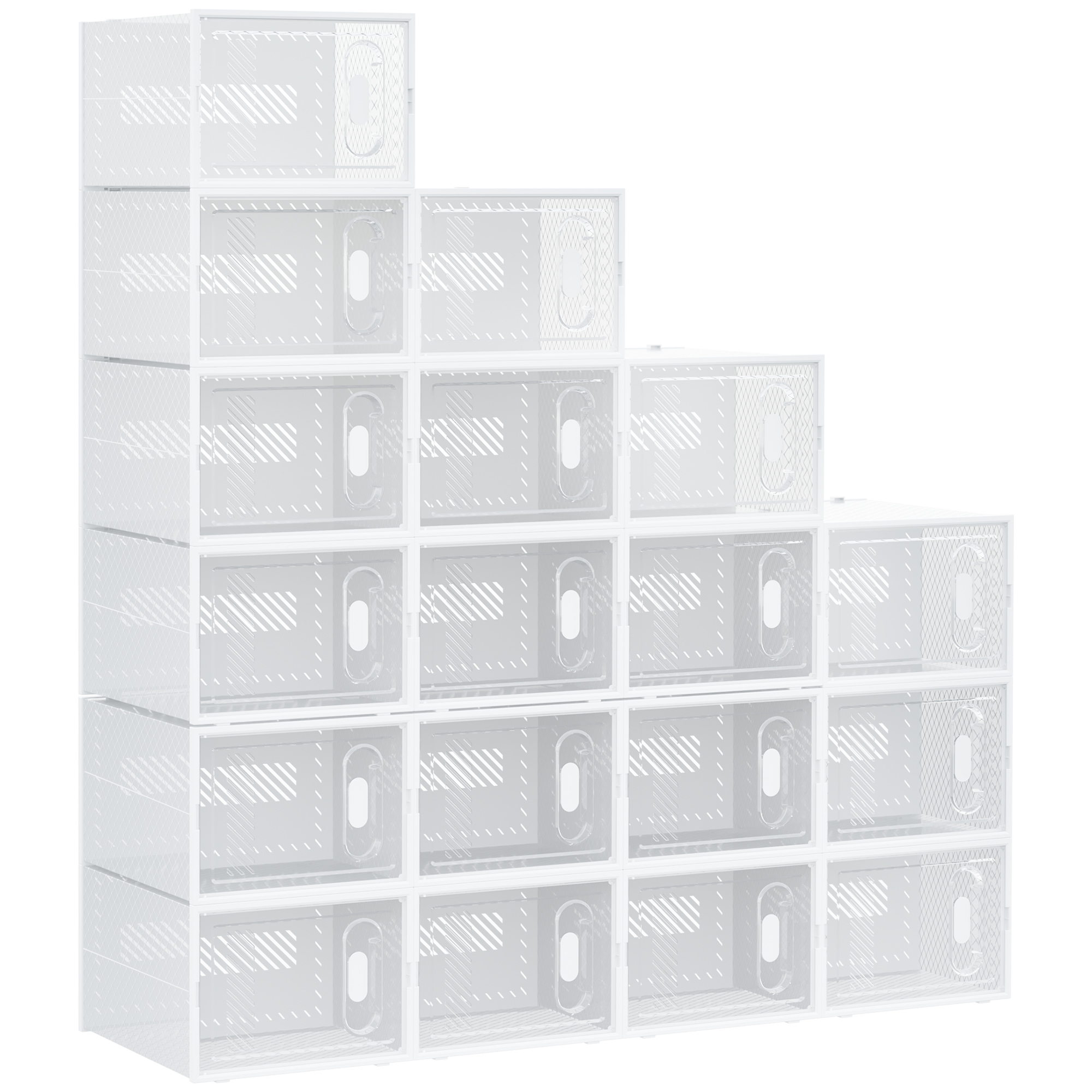 Modulares Aufbewahrungsregal 18 Würfel Schuhschrank Stapelbar Für Kleidung Bücher Spielzeug Weiß Transparent