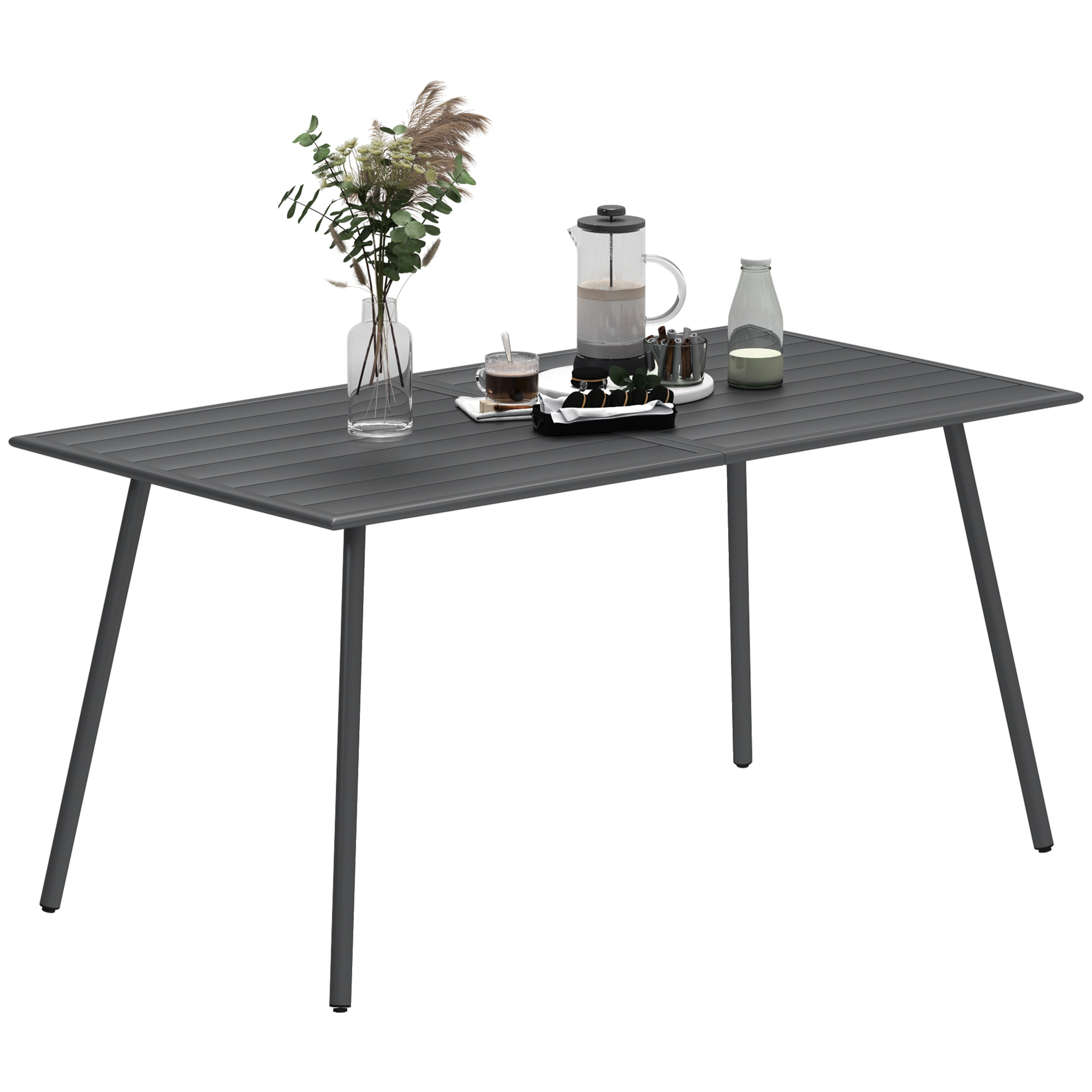 Garten Esstisch Für 6 Personen Mit Lattenplatte Für Garten Terrasse Und Patio 150 X 80 X 74 Cm Grau
