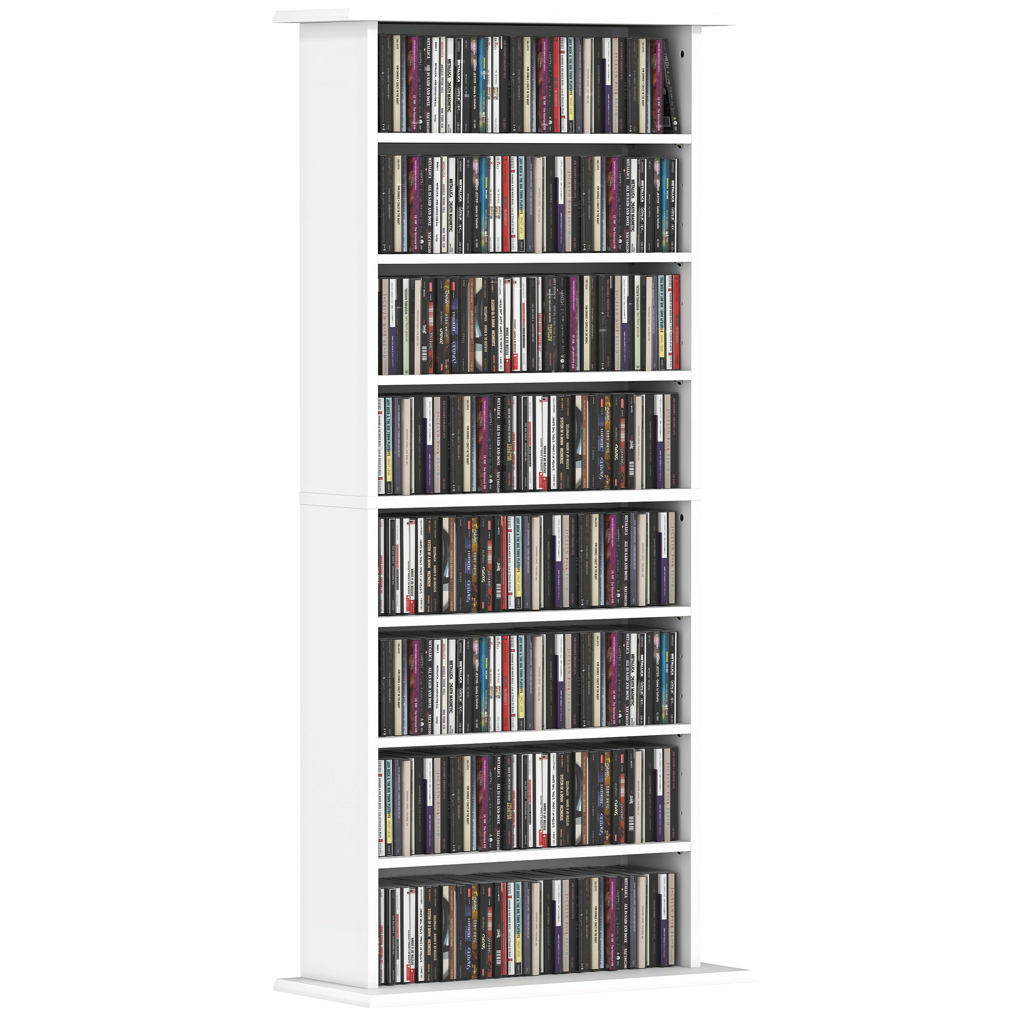 Cd Dvd Regal Mit 8 Fächern Und 6 Verstellbaren Böden Für Bis Zu 360 Cds 185 Dvds Und Blu-rays Weiß