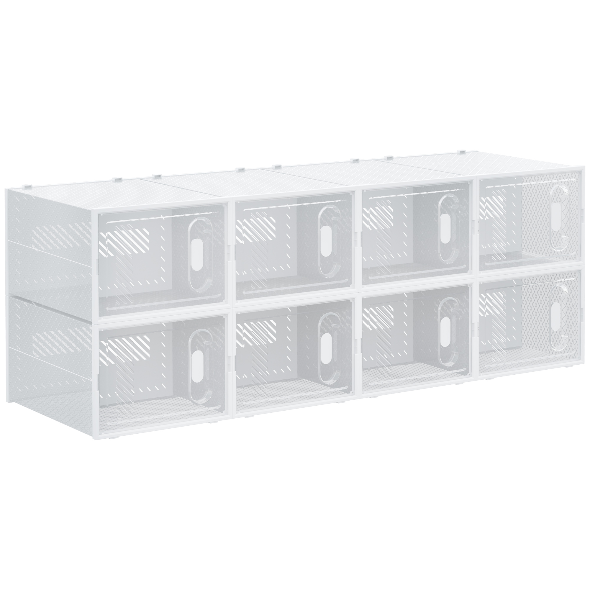 Modulares Aufbewahrungsregal 8 Würfel Schuhschrank Stapelbar Für Kleidung Bücher Spielzeug Weiß Transparent