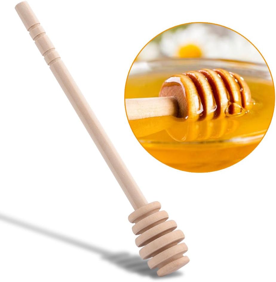 50 Stück Honigstäbchen, 16cm Rührstab Haushalt Holz Mini Hölzerne Honigstöcke Mit Tiefen Nuten Langer Griff Für Honig Dispense Jam Sirup Drizzler Rühren