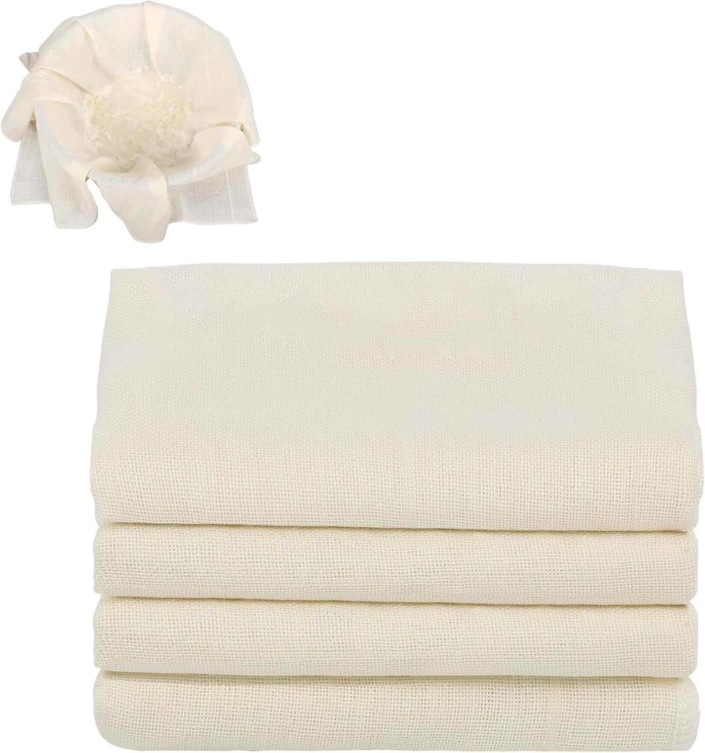 4 Stück Passiertuch, 40 X 40 Cm Käsetuch Waschbares Mulltuch, Ungebleichte Dichtegrad 100 Cheesecloth Wiederverwendbar Zum Sieben Von Saft Käse Tee Nussmilch Suppe Joghurt Tofu