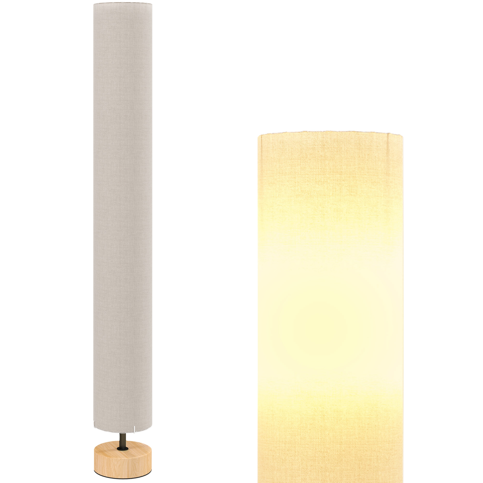 Stehlampe Wohnzimmer Mit Leinen Lampenschirm Fußschalter 2 X E27 Fassung 120 Cm Beige
