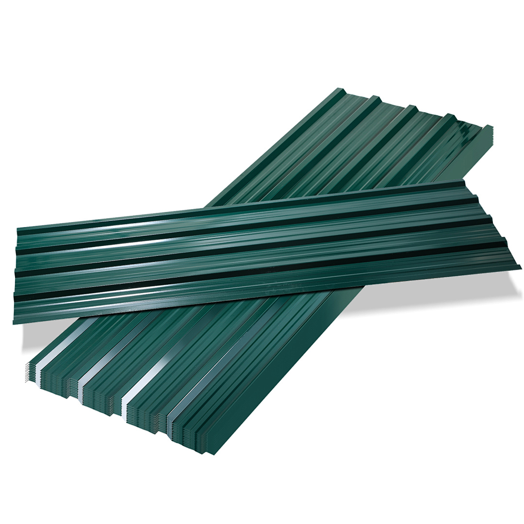 Tolletour 24 Stück Dachblech Trapezblech Profilblech Platten Aus Metall, Inkl. Schnittfester Handschuhe, 129x46 Cm, 0,25 Mm, 14 M², Grün