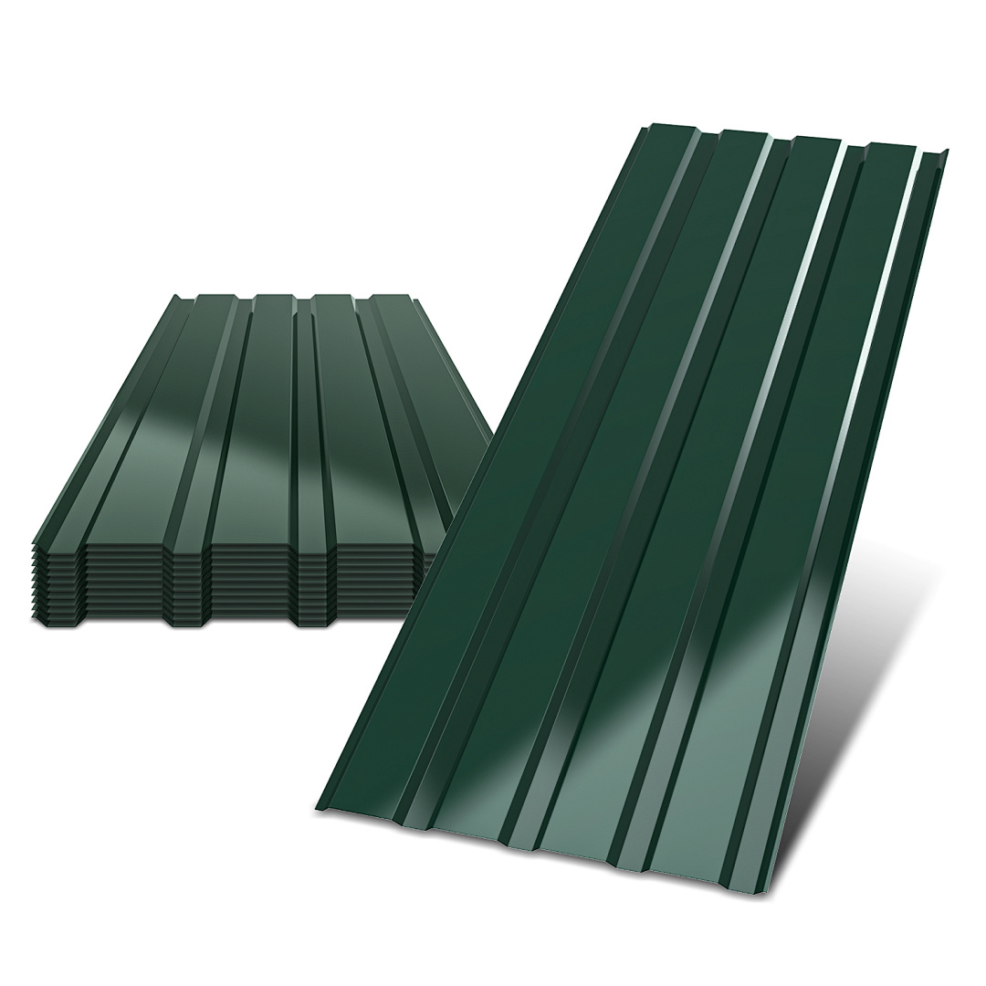 Tolletour 36 Stück Dachblech Trapezblech Profilblech Platten Aus Metall, Glatte Oberfläche, Mit Handschuhen, 115x45 Cm, 0,25 Mm, 188 M², Grün