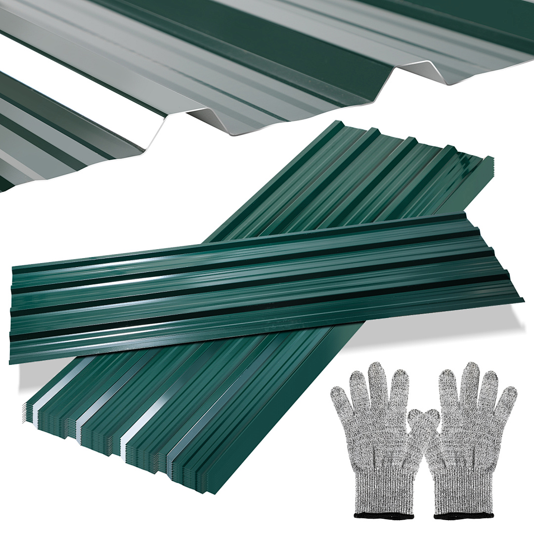 Tolletour 48 Stück Dachblech Trapezblech Profilblech Platten Aus Metall, Inkl. Schnittfester Handschuhe, 129x46 Cm, 0,25 Mm, 28 M², Anthrazit