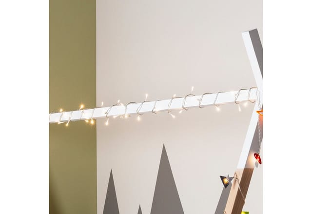 50er LED Lichterkette warmweiß transparentes Kabel