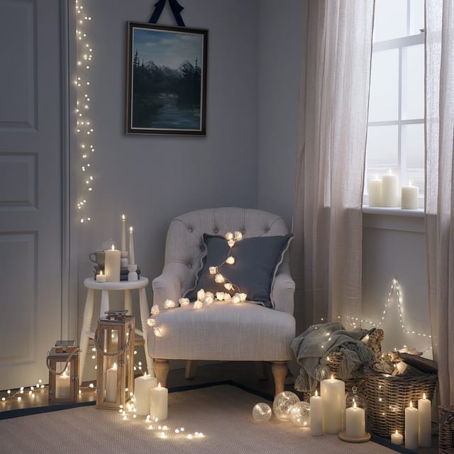 30er LED Rosen Lichterkette warmweiß