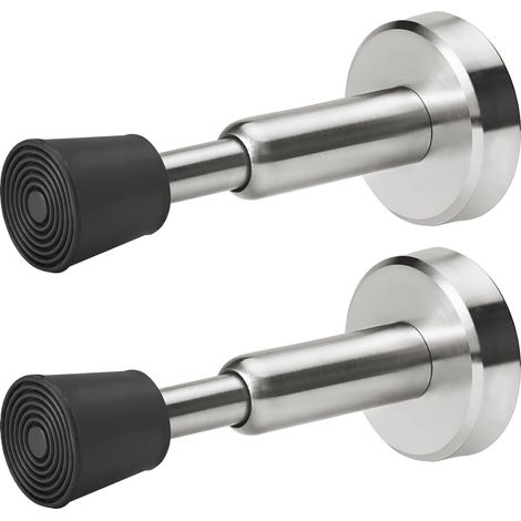 Federbelastete Türstopper, 2 Stück, Hydraulische Türstopper Aus Edelstahl Zur Wandmontage Mit Gummifüßen, 10 Cm Hoch.