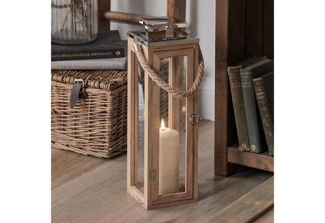 42cm Salcombe Holz LED Laterne mit TruGlow® Kerze