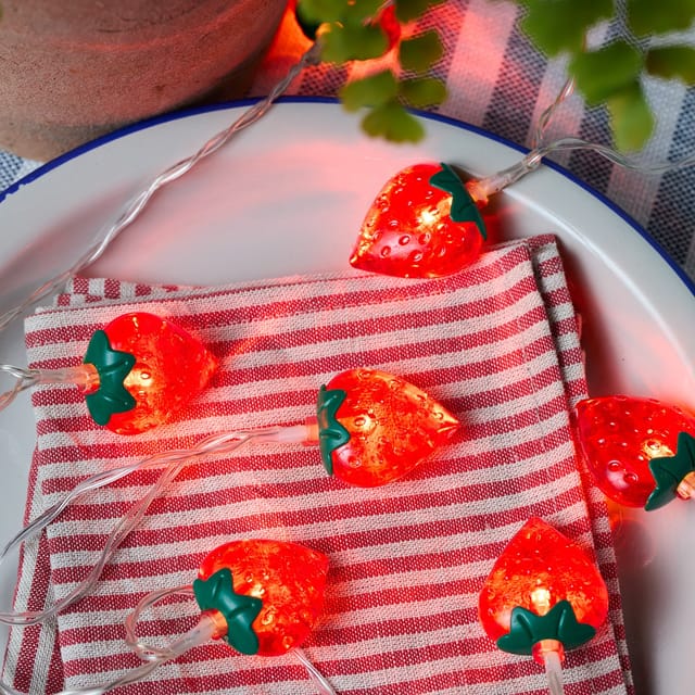 10er LED Lichterkette Erdbeeren Batteriebetrieb