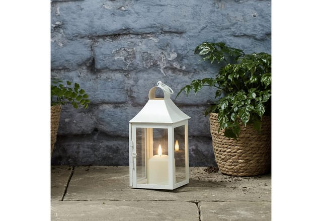 25cm Albury Gartenlaterne weiß mit TruGlow® Outdoor Kerze