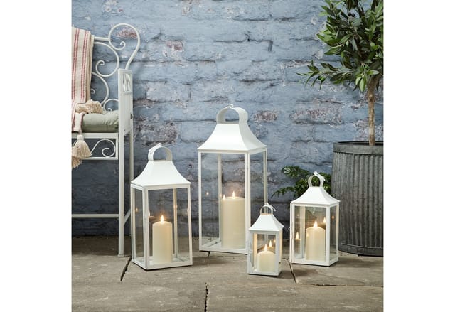 45cm Albury Gartenlaterne weiß mit TruGlow® Outdoor Kerze
