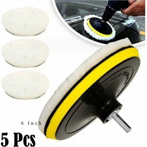 – 5-teiliges Polierset (150 Mm) – Dicke Wollpads Für Die Autopolitur – M14-adapter – Glattes Und Glänzendes Finish