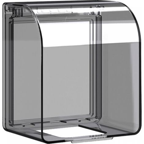 – Wasserdichte Steckdosenabdeckung – Spritzwassergeschützt – Robustes, Transparentes Schwarzes Kunststoffgehäuse – Einfache, Werkzeuglose Montage