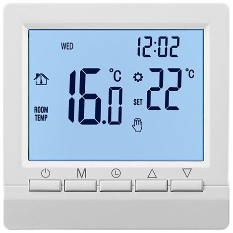 – Manueller Elektrischer Heizkörperthermostat (16 A) – Hintergrundbeleuchtetes Lcd-display – 6 Programmierbare Modi – Frostschutzfunktion – Einfache Installation