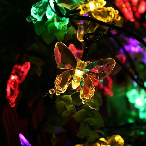 Solar-lichterkette, 7 M Led-solar-lichterkette Mit 50 Schmetterlingen, Dekorative Weihnachtsbeleuchtung (rgb)