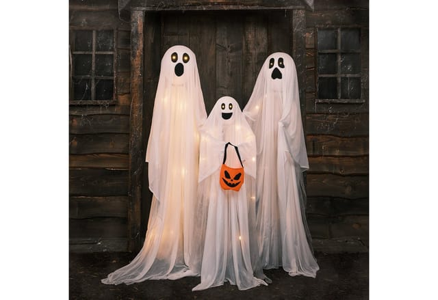 LED Halloweendeko Gibbons Geisterfamilie
