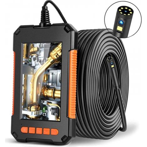 Industry-endoskop, Doppelkopf-endoskop, 1080p Hd-doppelobjektiv-digital-endoskop, 4,3-zoll-lcd-bildschirm, Ip67 Wasserdicht, Mit 8 Led-leuchten (5 Meter Kabellänge), Zufällige Farben