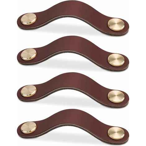 4 Stück (dunkelbraun, 96 Mm) Möbelgriffe Aus Leder, Schranktürknöpfe, Schubladenknöpfe Aus Leder, Vintage-möbelgriffe Für Schränke, Kommoden, Küche, Badezimmer