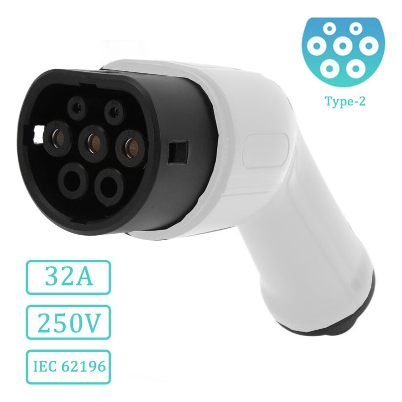 Ev + Typ 2 Ladekabelstecker Für Elektroautos, Ersatzstecker Für Ladekabel Von Elektroautos, 32 A, Schutzart Ip44, 250 V