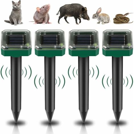 – 4er-pack Ultraschall-solar-nagetier- Und Schlangenabwehrgeräte – Wasserdicht Nach Ip65 – Reichweite Bis Zu 650 M² – Chemikalienfreie Technologie
