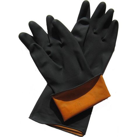 35 Cm Lange, Schwarze Hochleistungshandschuhe, 1 Paar. Chemikalienbeständige Latexhandschuhe, Lange Industrielle Sicherheits-gummihandschuhe.