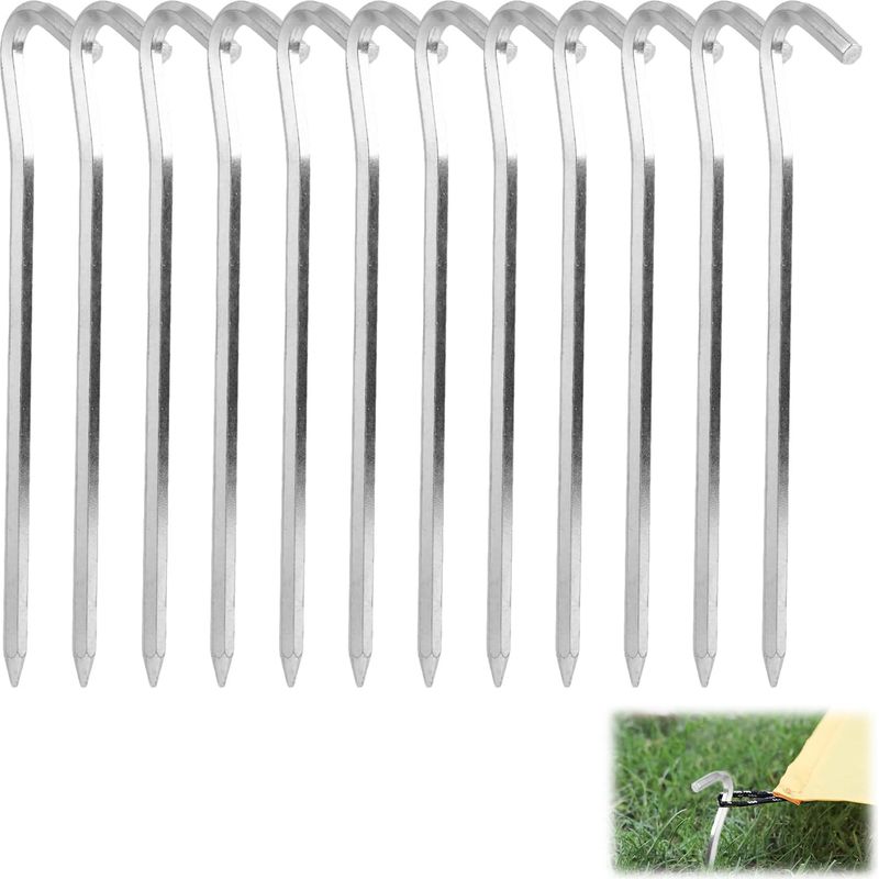 12 Heringe, Aluminium, 18 Cm, Sechseckig, Rutschfester Haken, Camping, Wandern