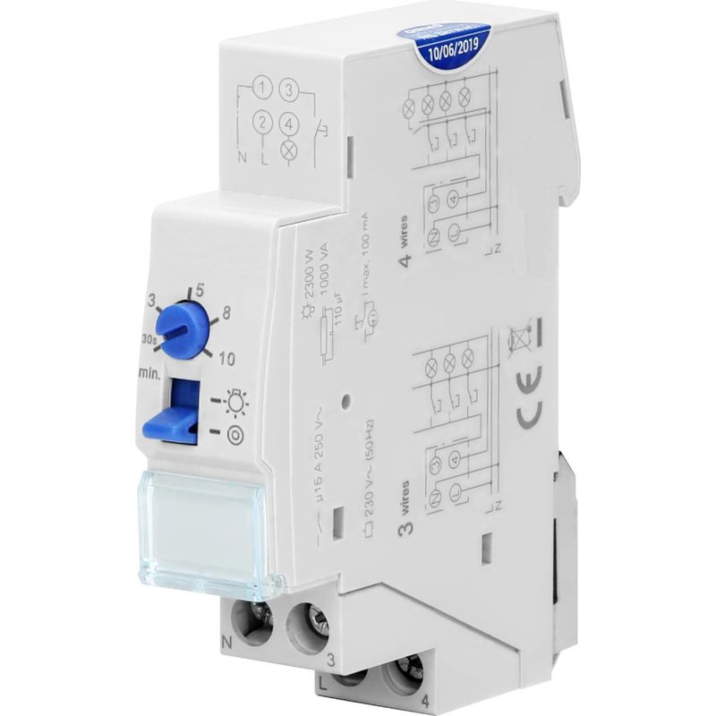 - Treppentimer - Elektrischer Programmierer - 3- Oder 4-draht-installation - Kompatibel Mit Leds Bis 2300 W - Für Flure Und Eingänge - Weiß - 1 Modul