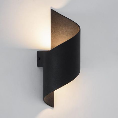 Led-wandleuchte, Aluminium, Schwarz