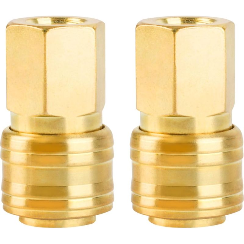 – Schnellkupplung – Kompressoranschluss – 1/4"-bsp-innengewinde – Integriertes Ventil Für Druckluftwerkzeuge – Vergoldetes Messing – 42 X 17,72 Mm