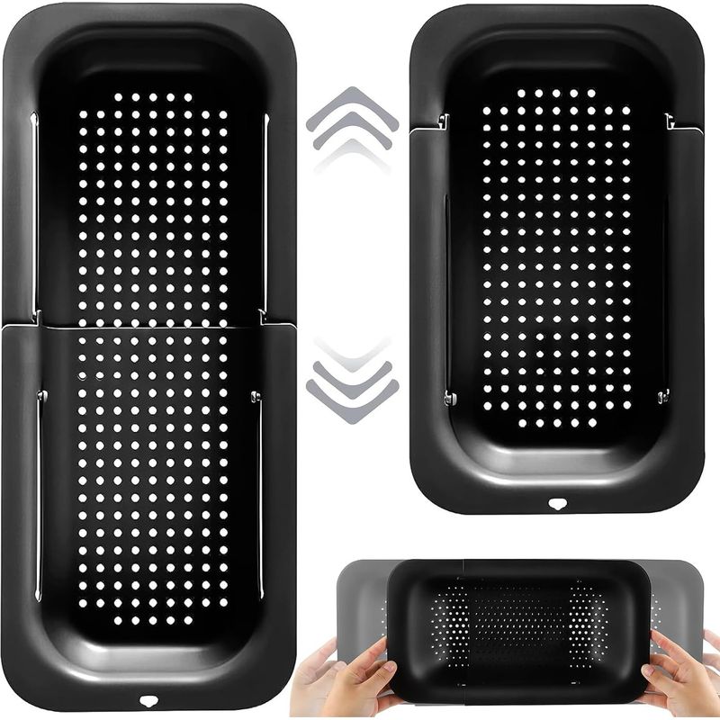 Ausziehbarer Spülbecken-siebeinsatz, Verstellbar Von 34 Bis 47 Cm, Schwarzer Pp-küchenfilter, Für Gemüse Und Nudeln