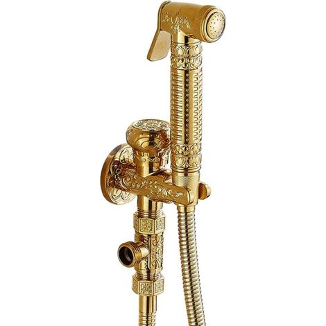 Wc-sprühbrause – Handbrause Aus Messing, Wandmontage-set Mit Kaltwasser-mischbatterie, Gold