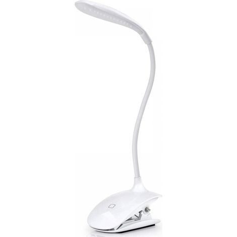 Led-leseleuchte Für Bücher – Wiederaufladbare Klemm-tischleuchte Mit Usb-kabel, 3 Helligkeitsstufen – Weiß