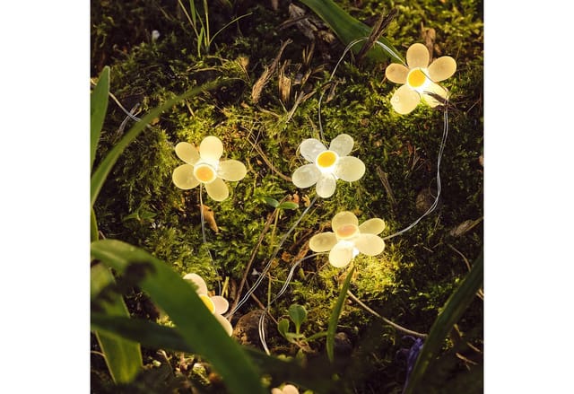 20er LED Micro Lichterkette außen Gänseblümchen