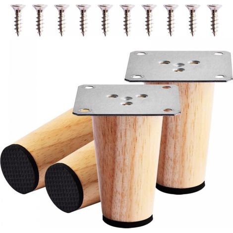 Stück 8 Cm Hohe Möbelbeine Aus Holz, Ersatz-sofabeine Aus Massivholz Mit Montageplatte, Schrauben Und Antirutschpads, Tisch- Und Bettbeine Aus Holz Für Sofa, Kleiderschrank, Stuhl, Sessel