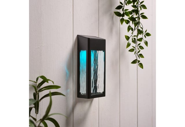 LED Solar Wandleuchte aus Glas schwarz