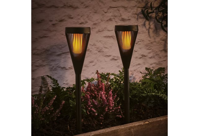 2er Set Solar Gartenfackeln