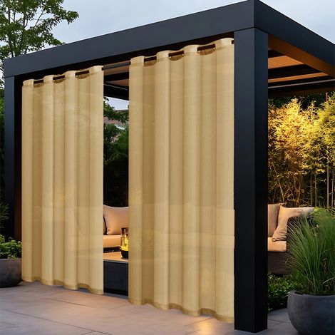 – Wasserdichte, Transparente Outdoor-gardinen – 2er-set Mit Ösenaufhängung – Maße: 132 X 241 Cm – Für Veranda, Terrasse, Gartenhaus, Wohnzimmer