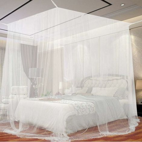 Stück Weißes Moskitonetz Für Betten, 190 X 210 X 240 Cm, Großes Quadratisches Moskitonetz Für Extra Große Betten, Moskitonetz Für Den Innen- Und Außenbereich, Geeignet Für Einzel- Und Doppelbetten