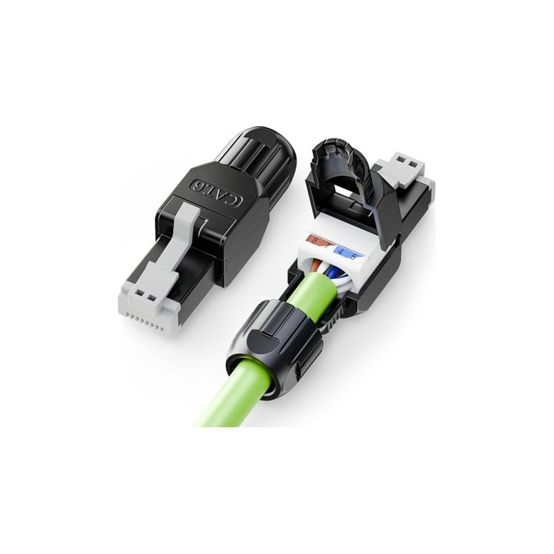 Werkzeugloser Rj45-stecker Cat6a, 10 Gbit/s, 500 Mhz, Vergoldeter Cat 6a-stecker Für Poe Cat6a, Cat6 Und Cat5e-kabelinstallation, Utp Rj45 6a-stecker, Wiederverwendbar, 2er-pack, Schwarz
