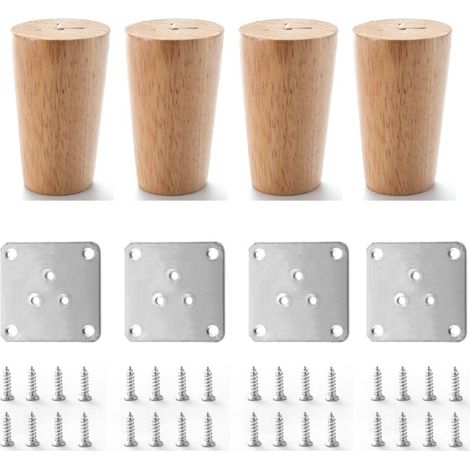 X 8 Cm Massivholz-möbelbeine Mit Montageplatte Und Schrauben Für Sofa, Fernseher, Bett, Esstisch