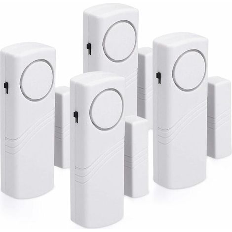 – Set Mit 4 Tür- Und Fensteralarmen – Sicherheit Für Ihr Zuhause – Magnetbetrieb – 120 Db Lautstärke – Werkzeuglose Montage