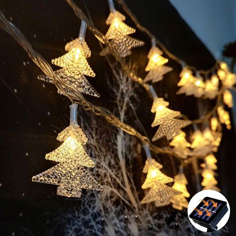 Solarbetriebene Lichterkette Für Den Außenbereich, 7 M, 50 Leds, Wasserdicht, 8 Leuchtmodi, Für Gartenbäume, Weihnachten, Warmweiß